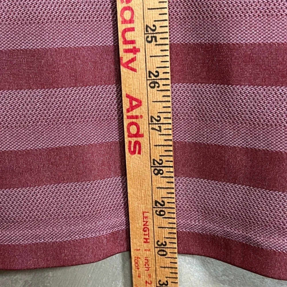 Adidas Mens XL Burgundy Striped White Heron Golf Club Polo Shirt Performance